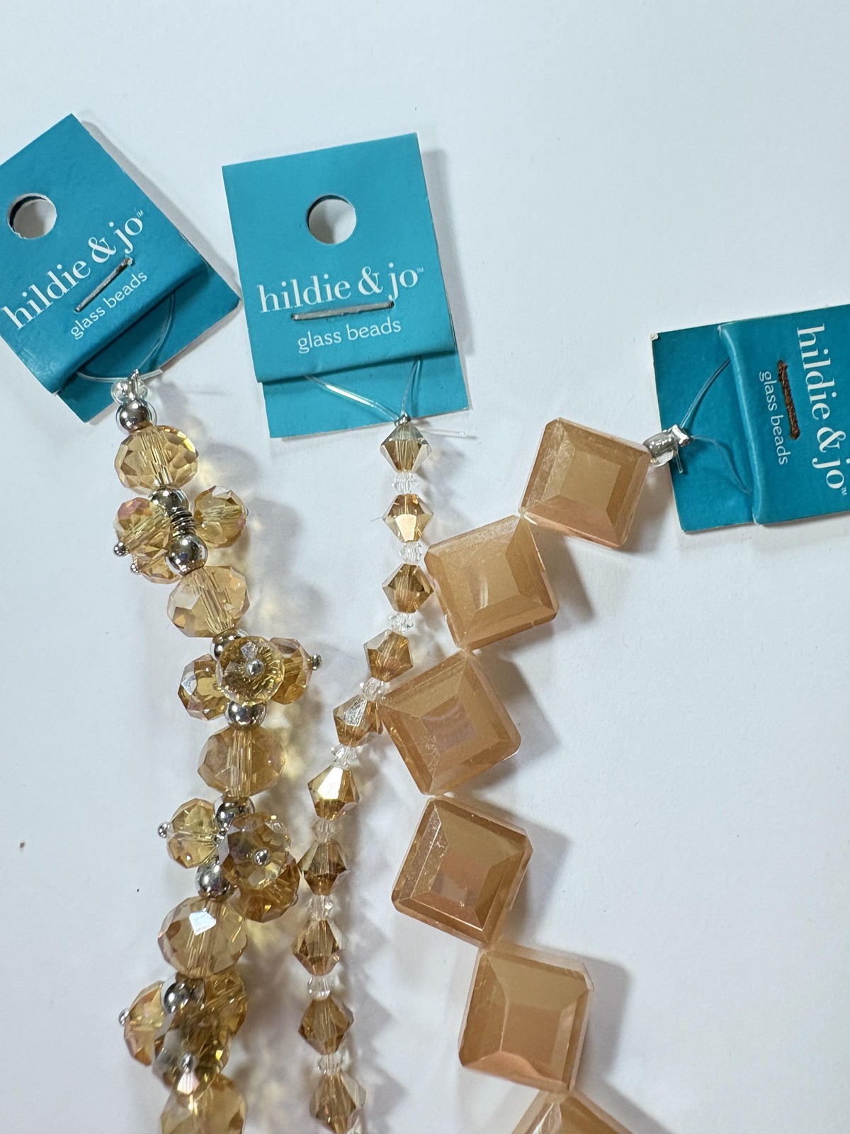 hildie & jo Glass Beads Lot of 3 Strands Faceted Bicone Square Amber Jewelry