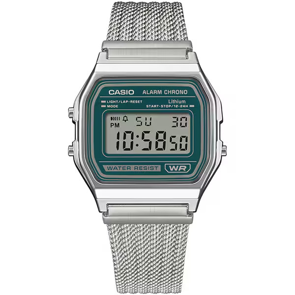 CASIO CLASSIC Series A158WEM-3JF Digital Unisex Green Dial Stainless Steel Resin