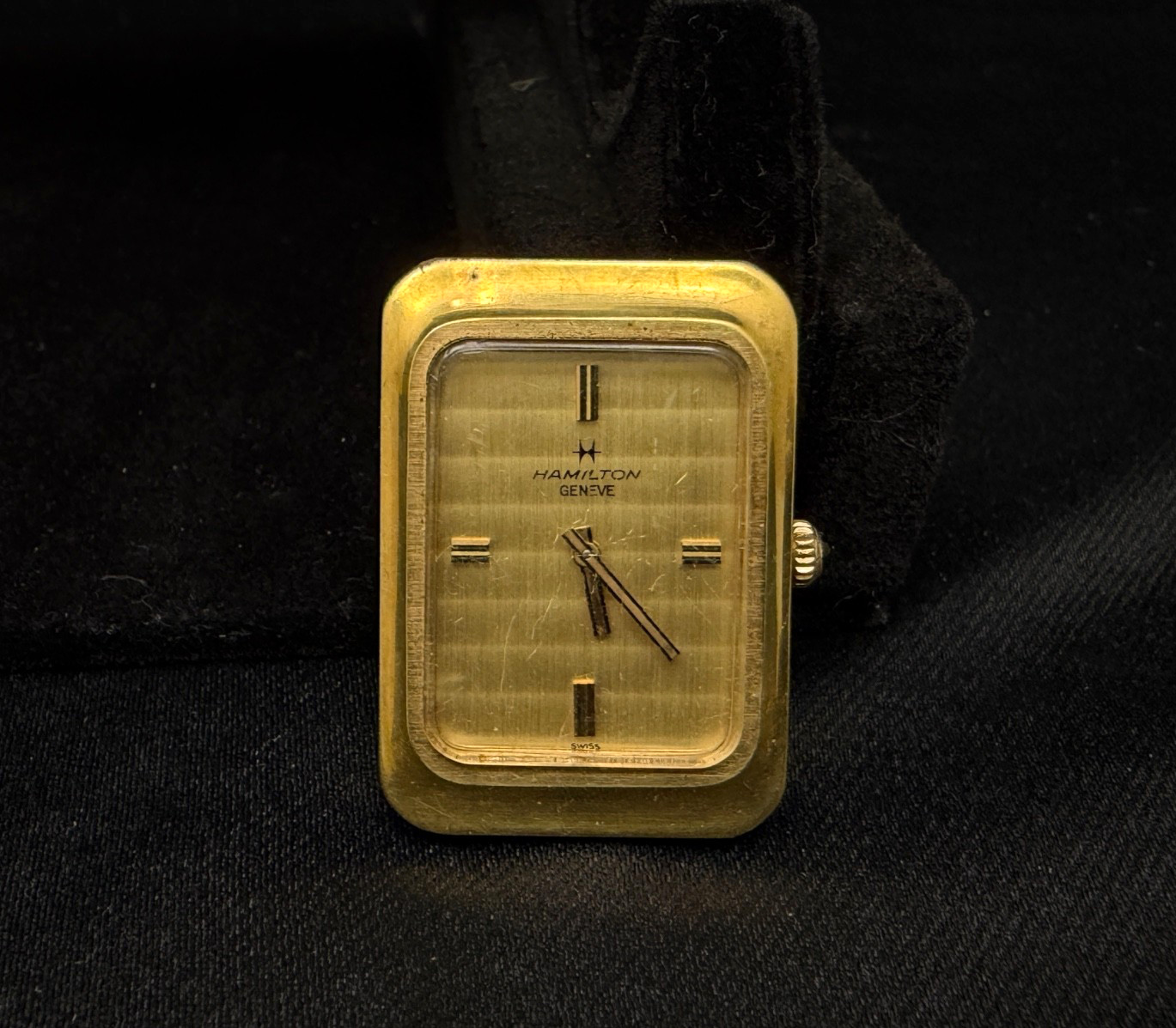Hamilton Geneve Tank Style Watch Manual Wind Gold plated Untested Face Only
