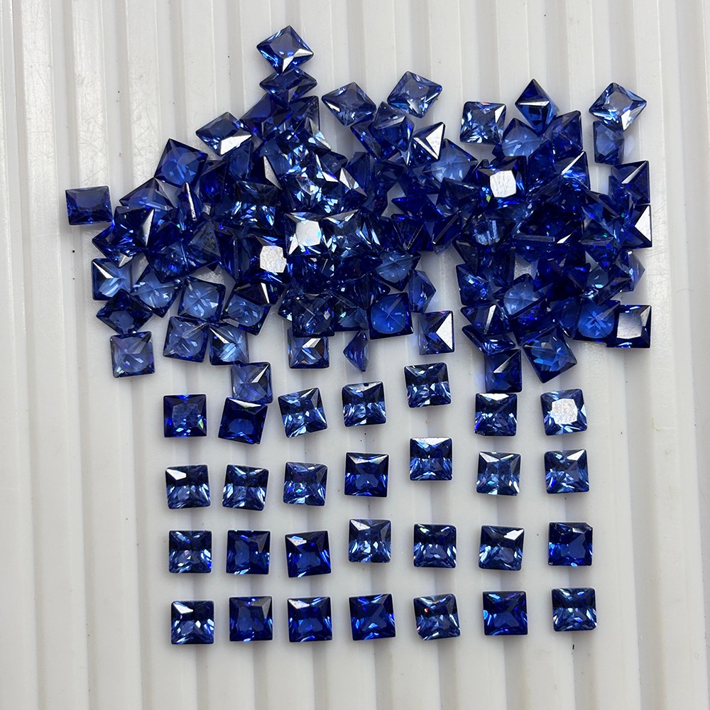 100 Pcs Natural Blue Sapphire 5x5mm Square Cut CERTIFIED Loose Gemstone Lot