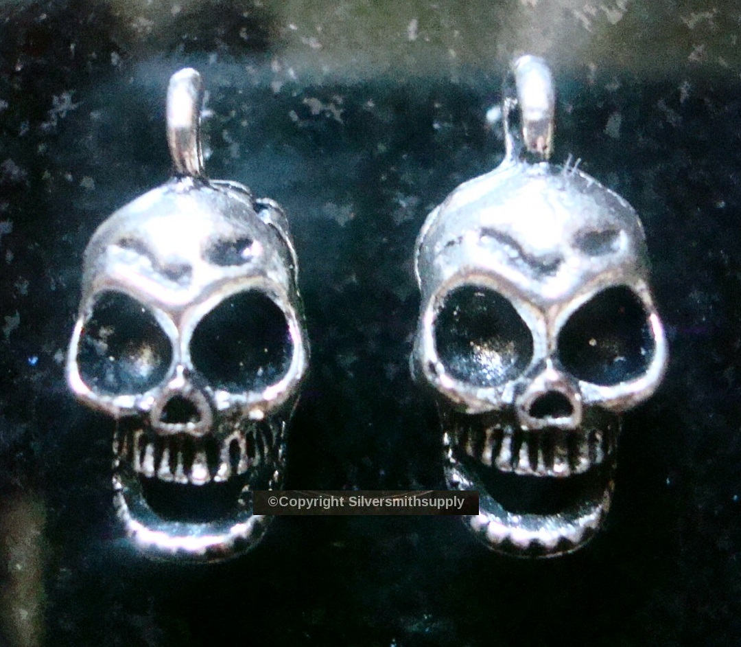 4 Skeletons 2 Skulls silver plated zinc charms pendant earrings findings cfp067