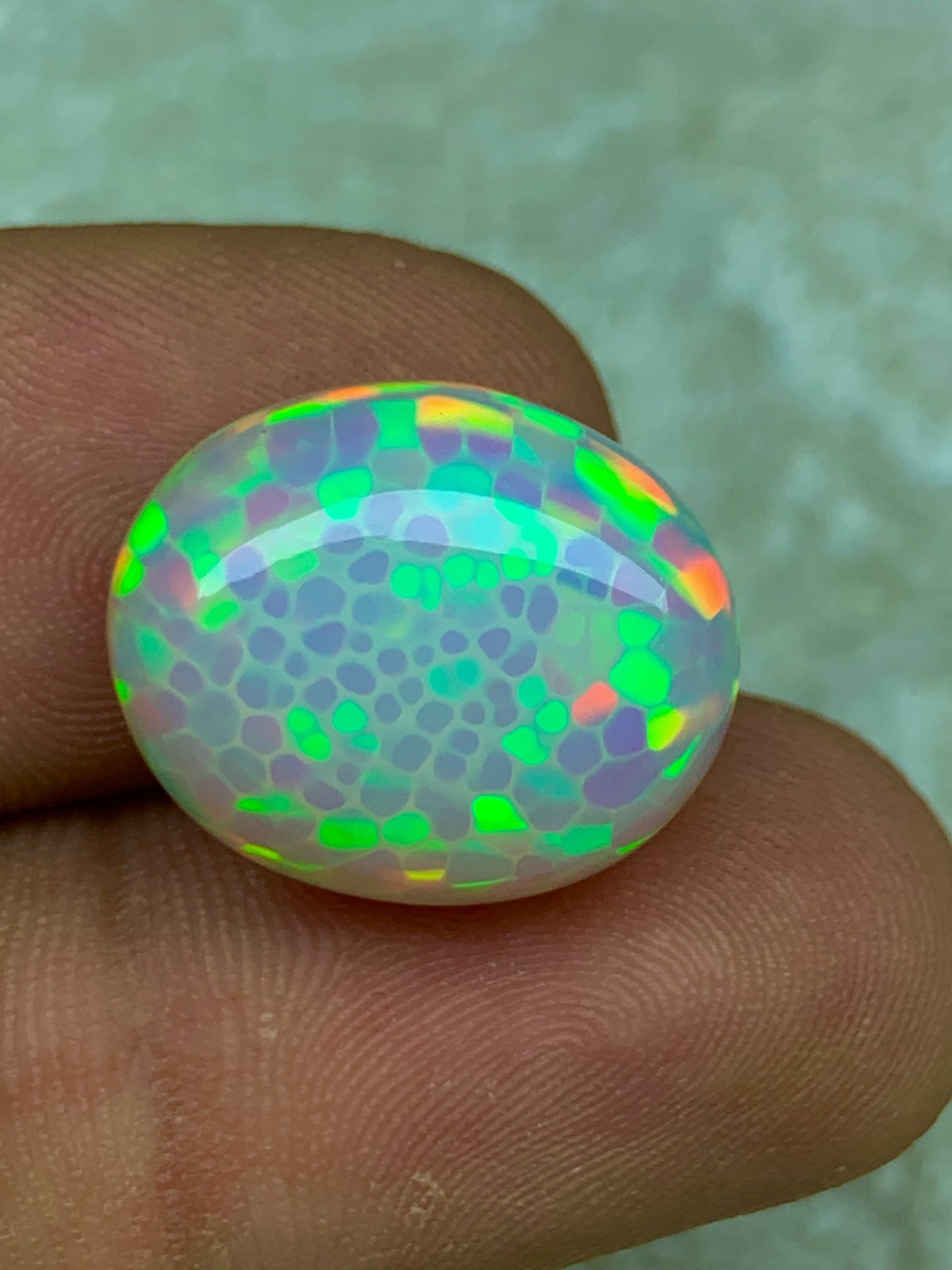 Perfect Honeycomb 12.90crt Natural Ethiopian Welo Opal Oval Cabochon Loose Gem