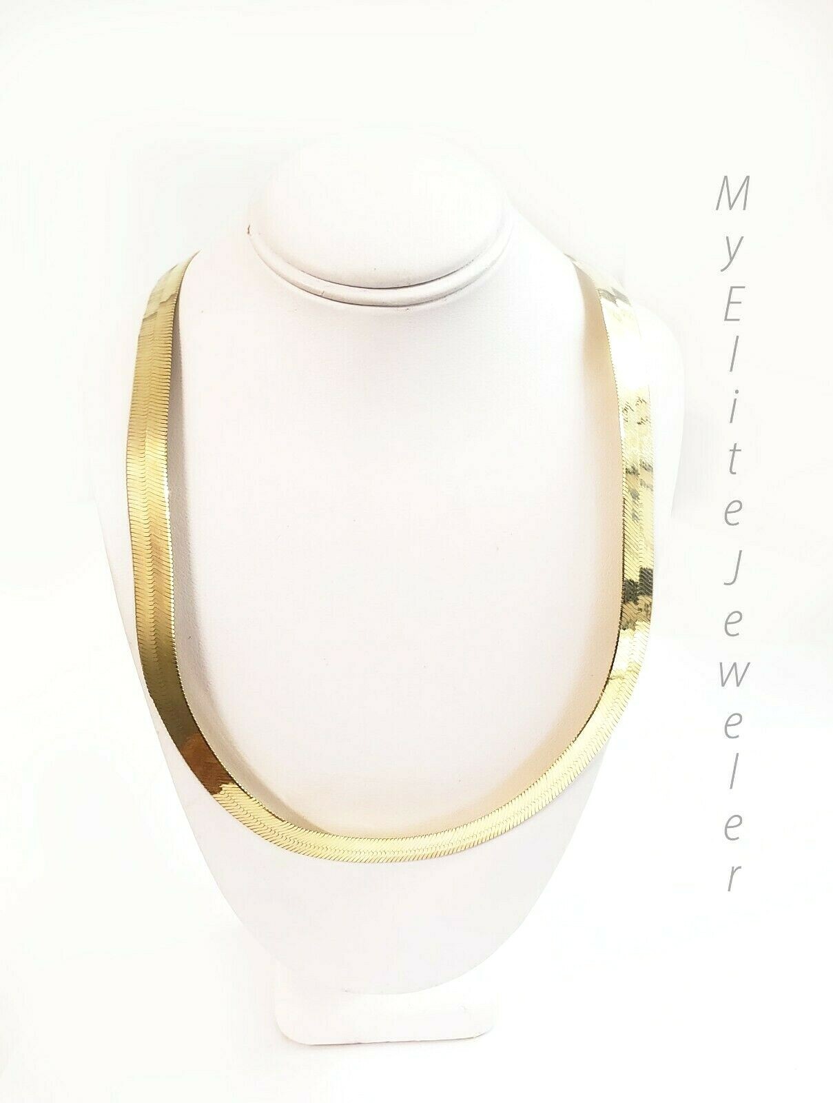 Ladies Men 10K Yellow Gold Herring Bone Chain 20 Inch 10mm Lobster Lock Real