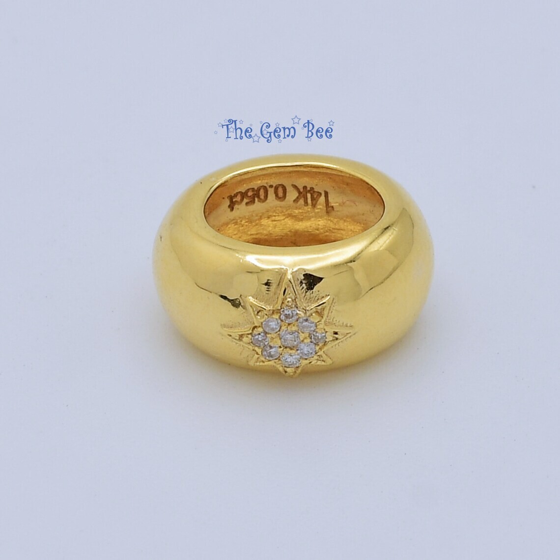 12.3mm 14k Solid Yellow Gold Starburst Star Diamond Accent Bead Pendant Charm