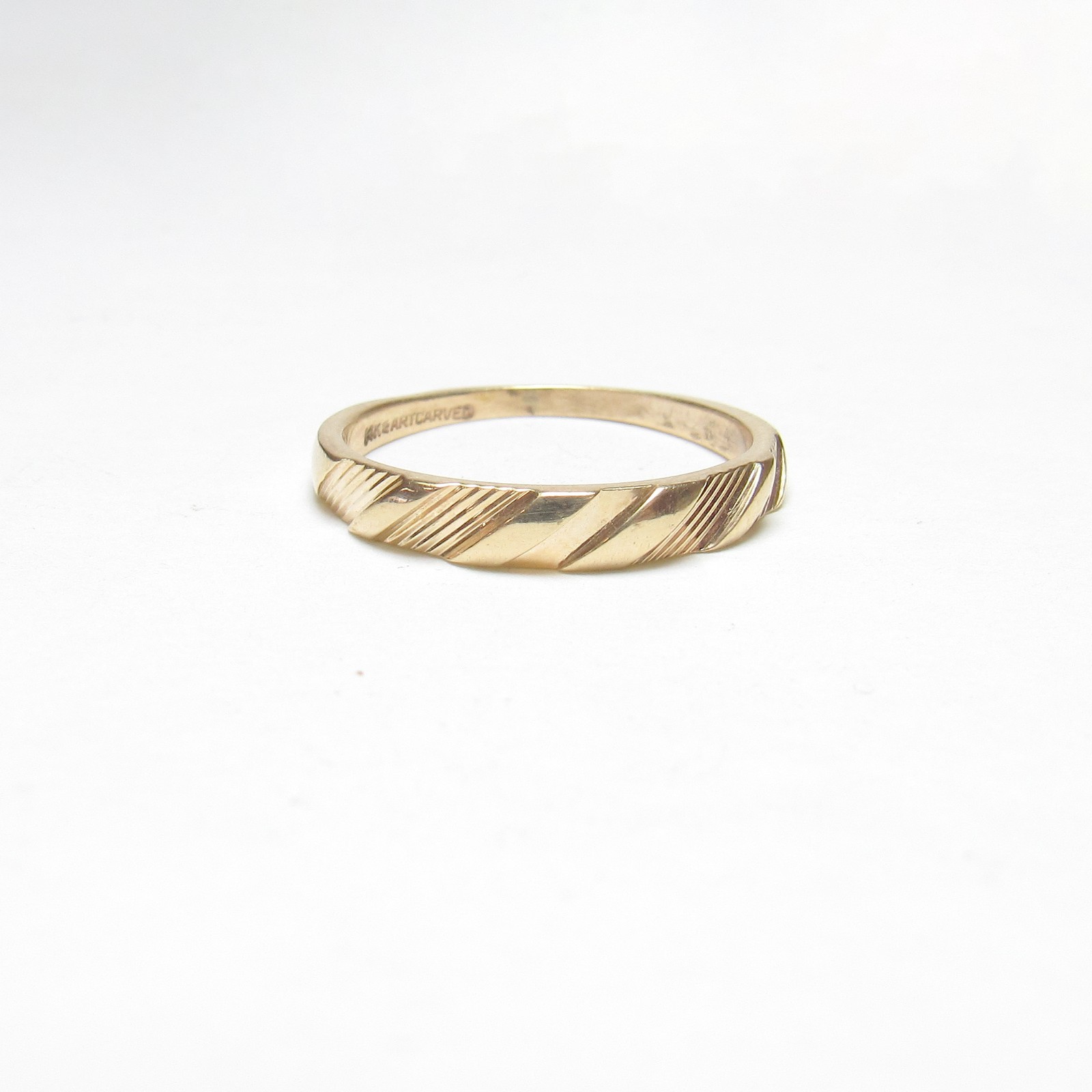 1970s Vintage ARTCARVED 14K Yellow Gold Textured Band Style Ring