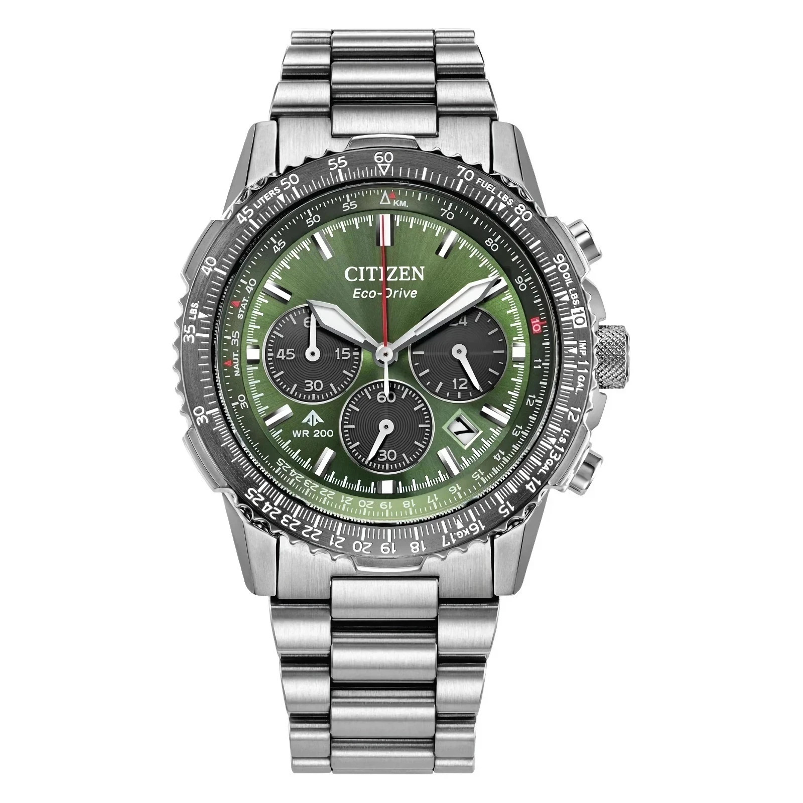 Citizen Promaster Navihawk CA4664-60W Eco-Drive Green Dial Chronograph Men Watch
