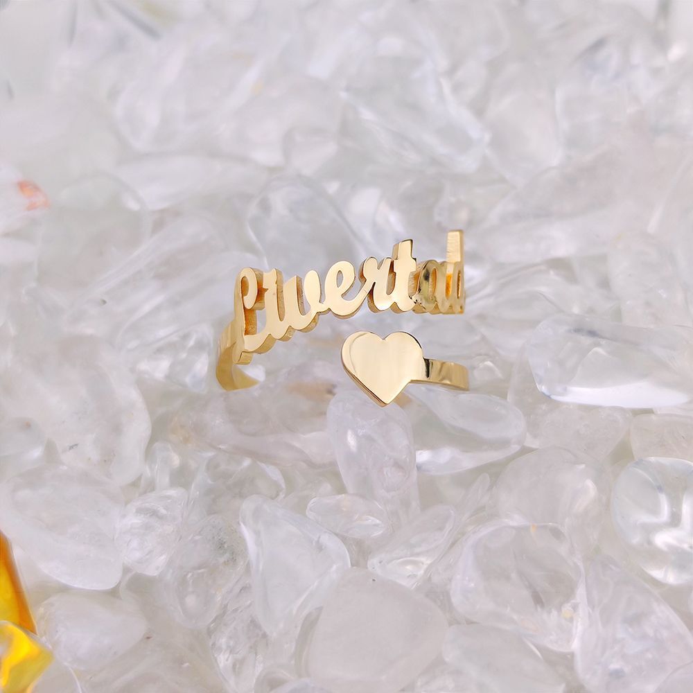 Personalized Name Ring Custom Engraved Stainless Steel Adjustable Band Gift