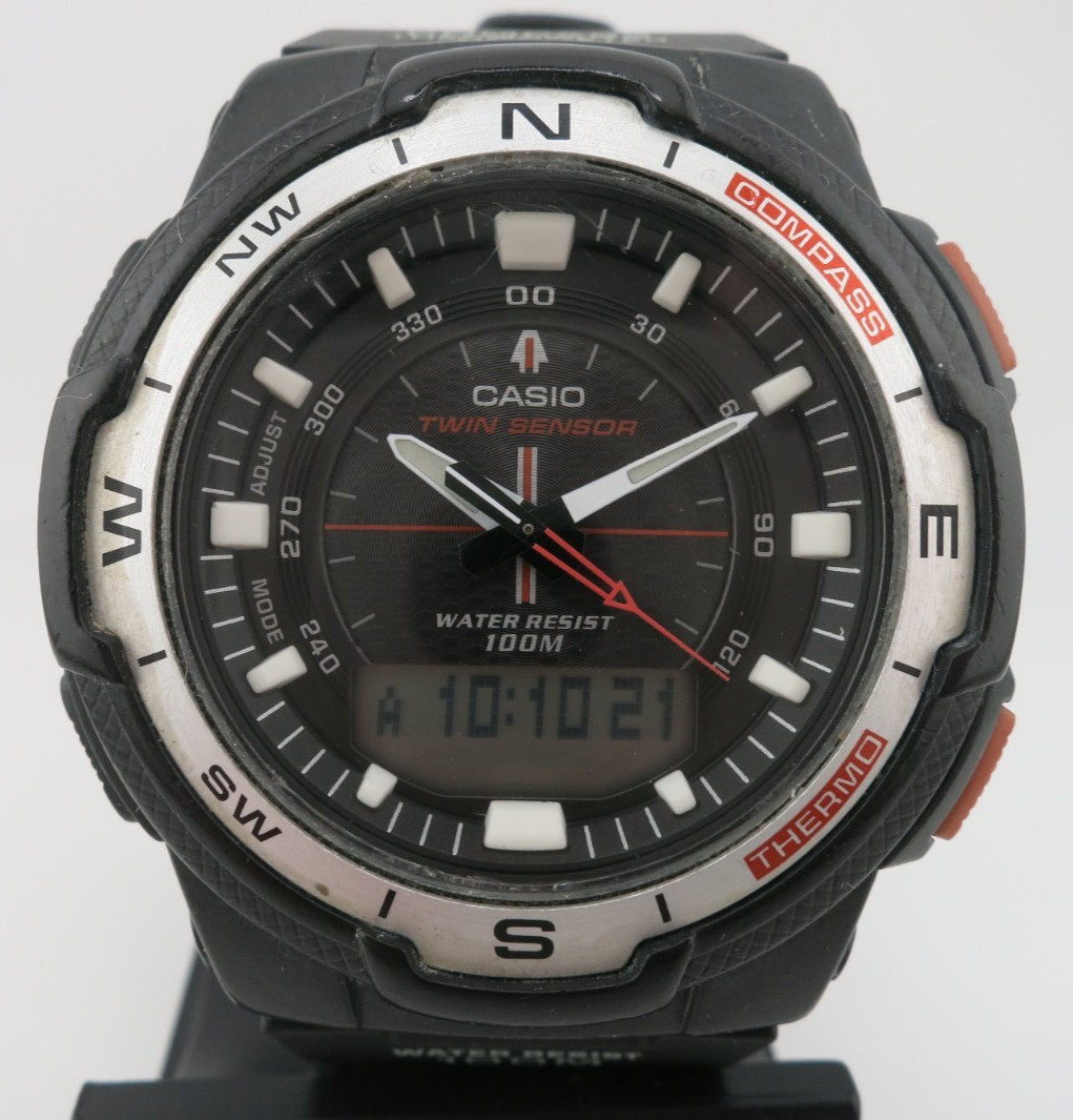 Casio Twin Sensor Ana/Digital Watch – SGW-500H /SGW500H-1B – New Batt + Band