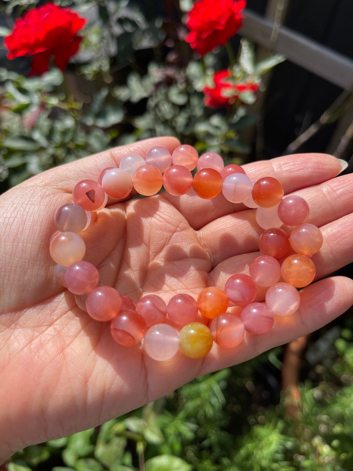Yan Yuan Agate Bracelet 2 Pieces Set 9mm Stretchy Round Beaded Bracelet