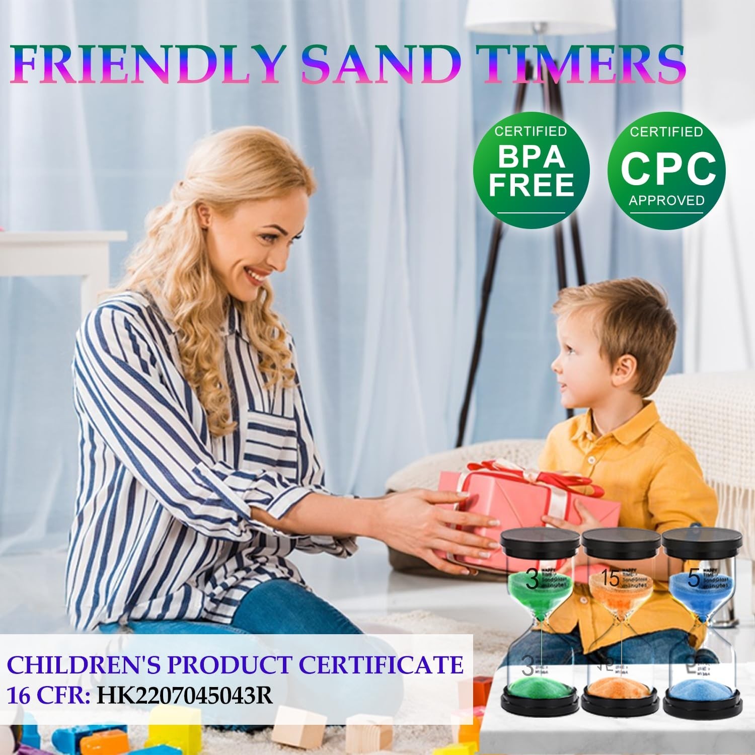 Sand Timer 2 Minute Hourglass Timer: Colorful Small Blue Sand Clock 2 Min, Pl…