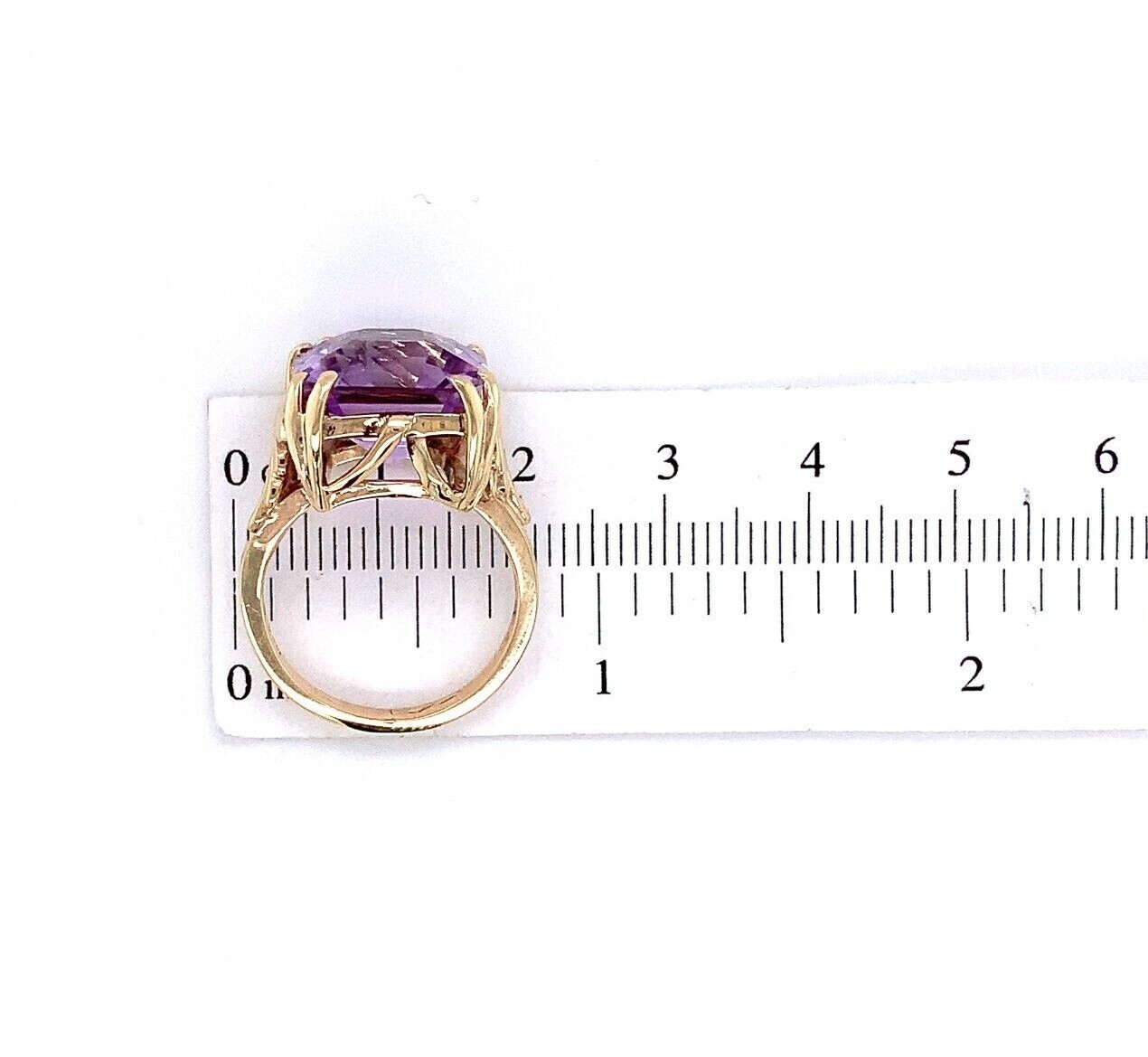 Asscher Cut 7.83ct Genuine Natural Amethyst 14k Yellow Gold Ring (#J5743)