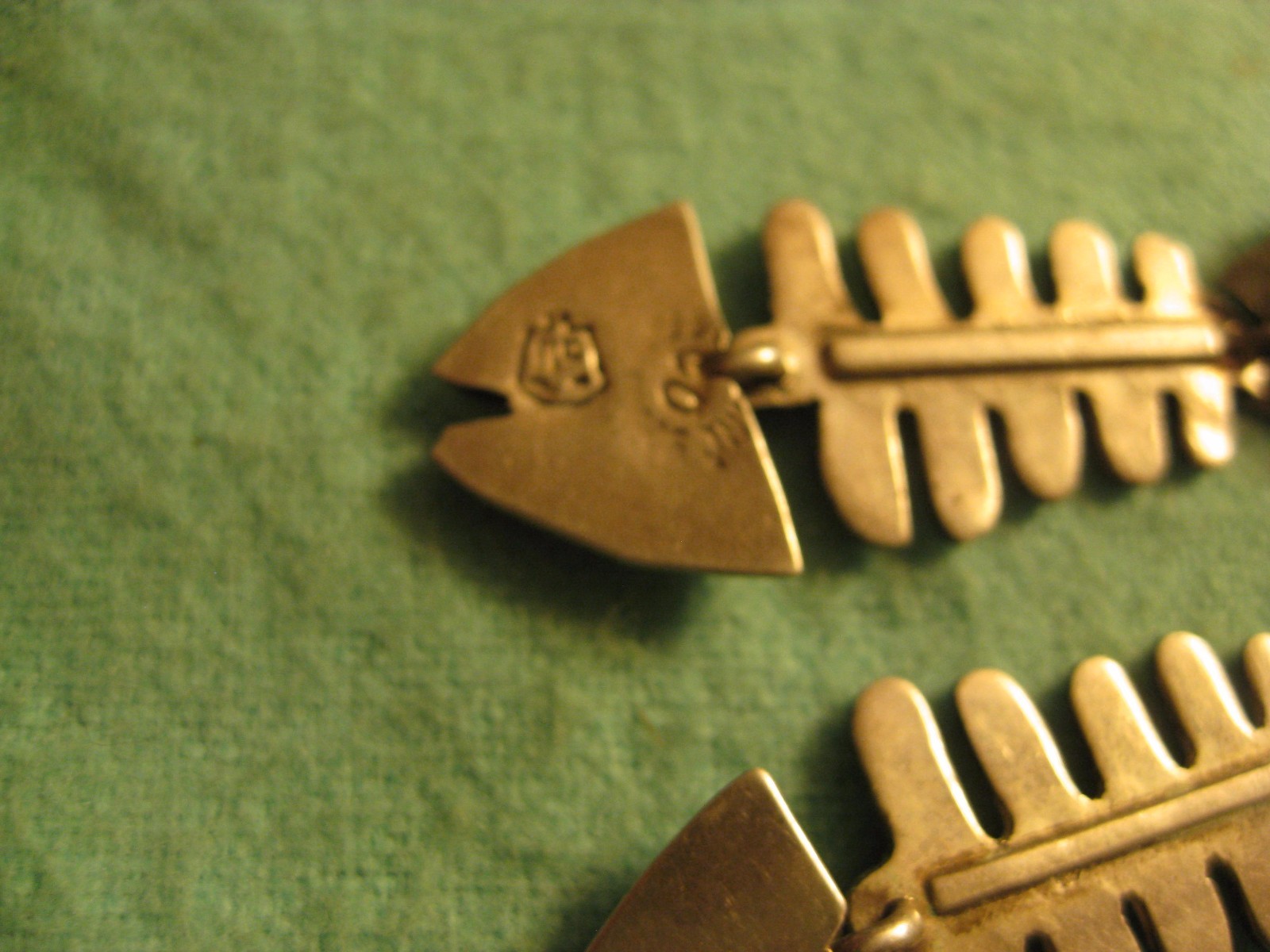 Taxco Silver Fish 1 1/2″ Earrings signed OO with Eagle 110 Antonio Pineda style