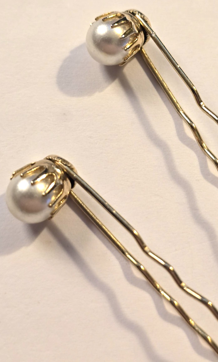 WEDDING PROM SPECIAL OCCASION (2) PEARL HAIR PINS