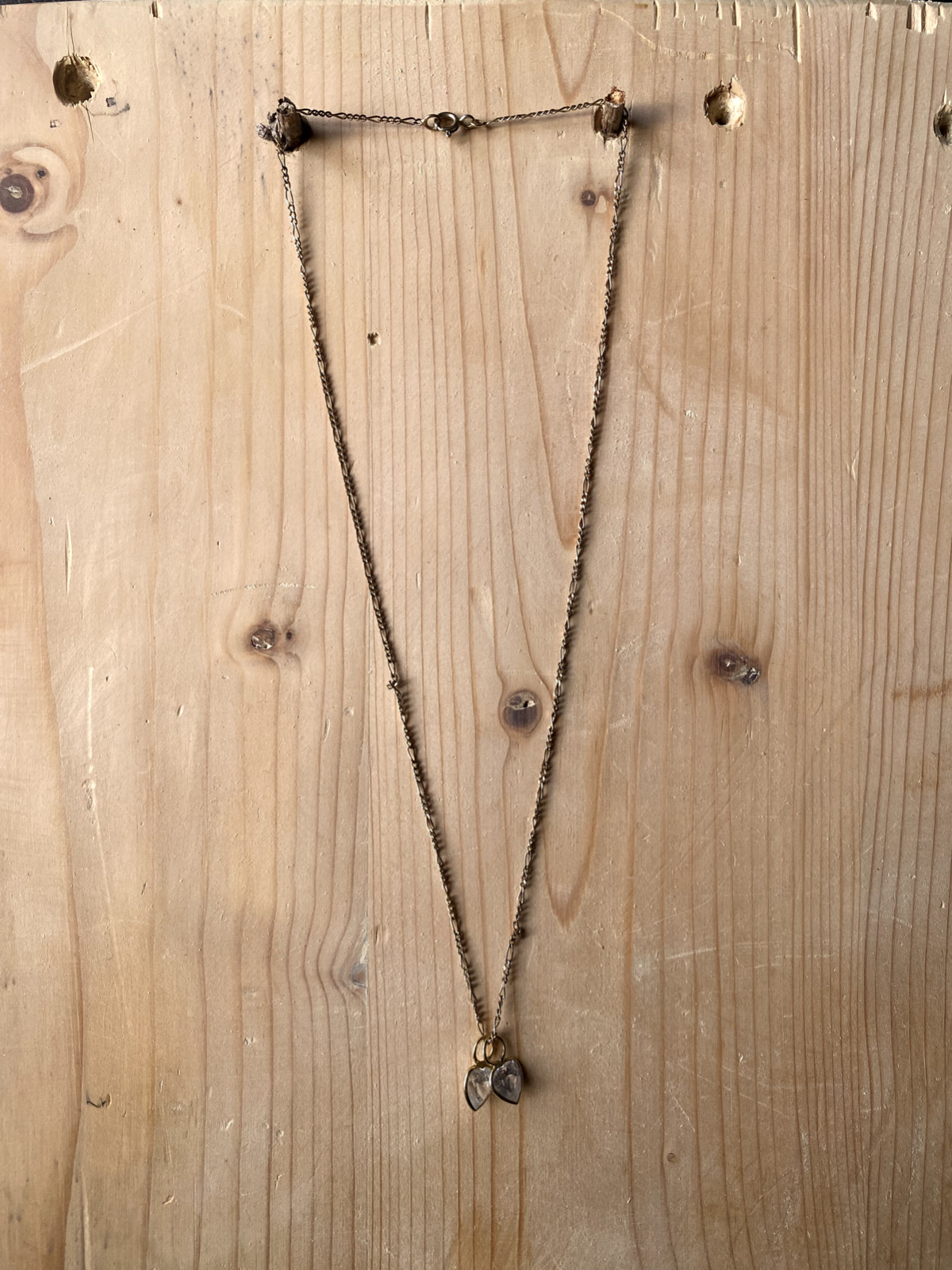 ::925 SILVER CHAIN FIGARO CHAIN GOLD PLATED WITH 2 x PENDANTS VINTAGE DESIGN HALLMARKED