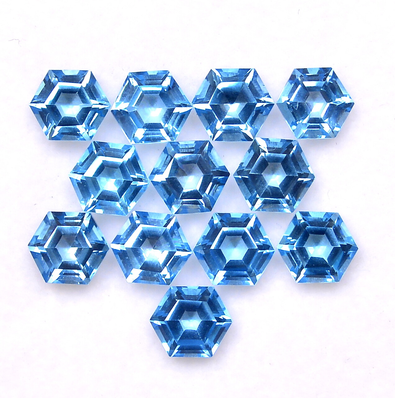 5×5 mm To 10x10mm Natural Swiss Blue Topaz Hexagon Cut Loose Gems Price Per Pcs
