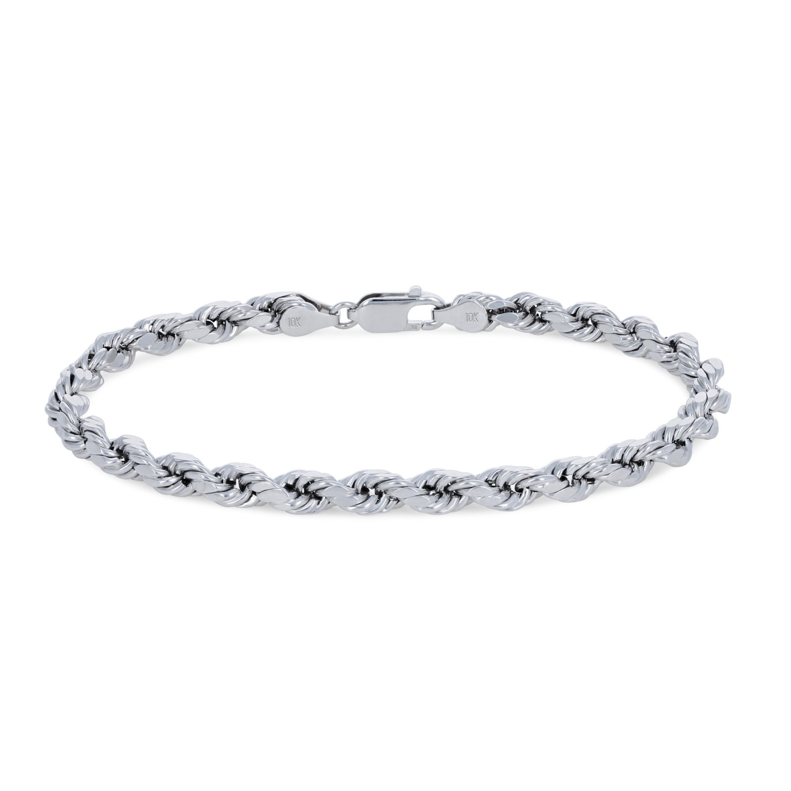 10K White Gold 5mm Diamond Cut Rope Bracelet Mens Womens 7″ 7.5″ 8″ 8.5″ 9″