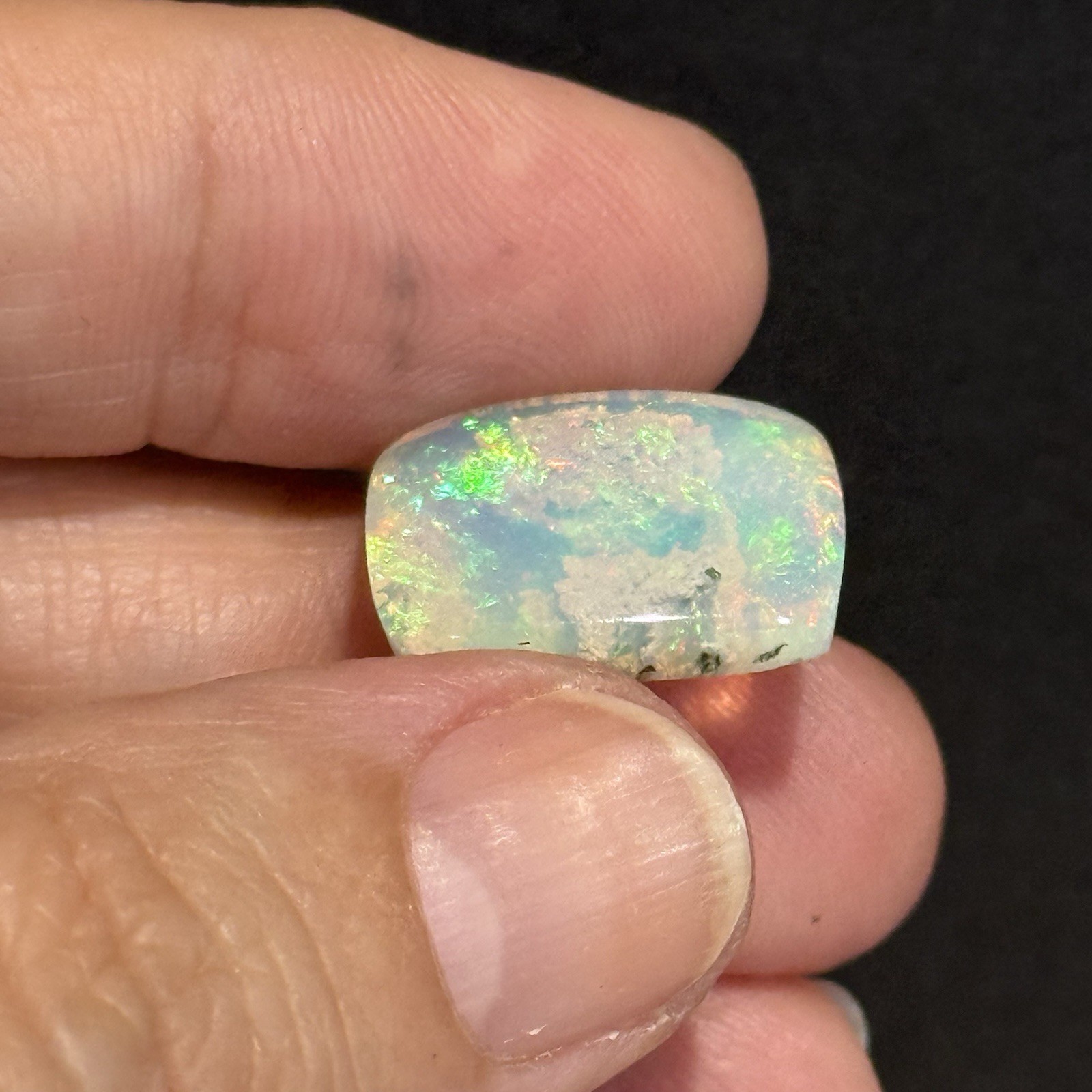 6.5ct 17.2×12.6×5.4mm Stardust Galaxy Ethiopian Welo Opal Cushion Cabochon Gem