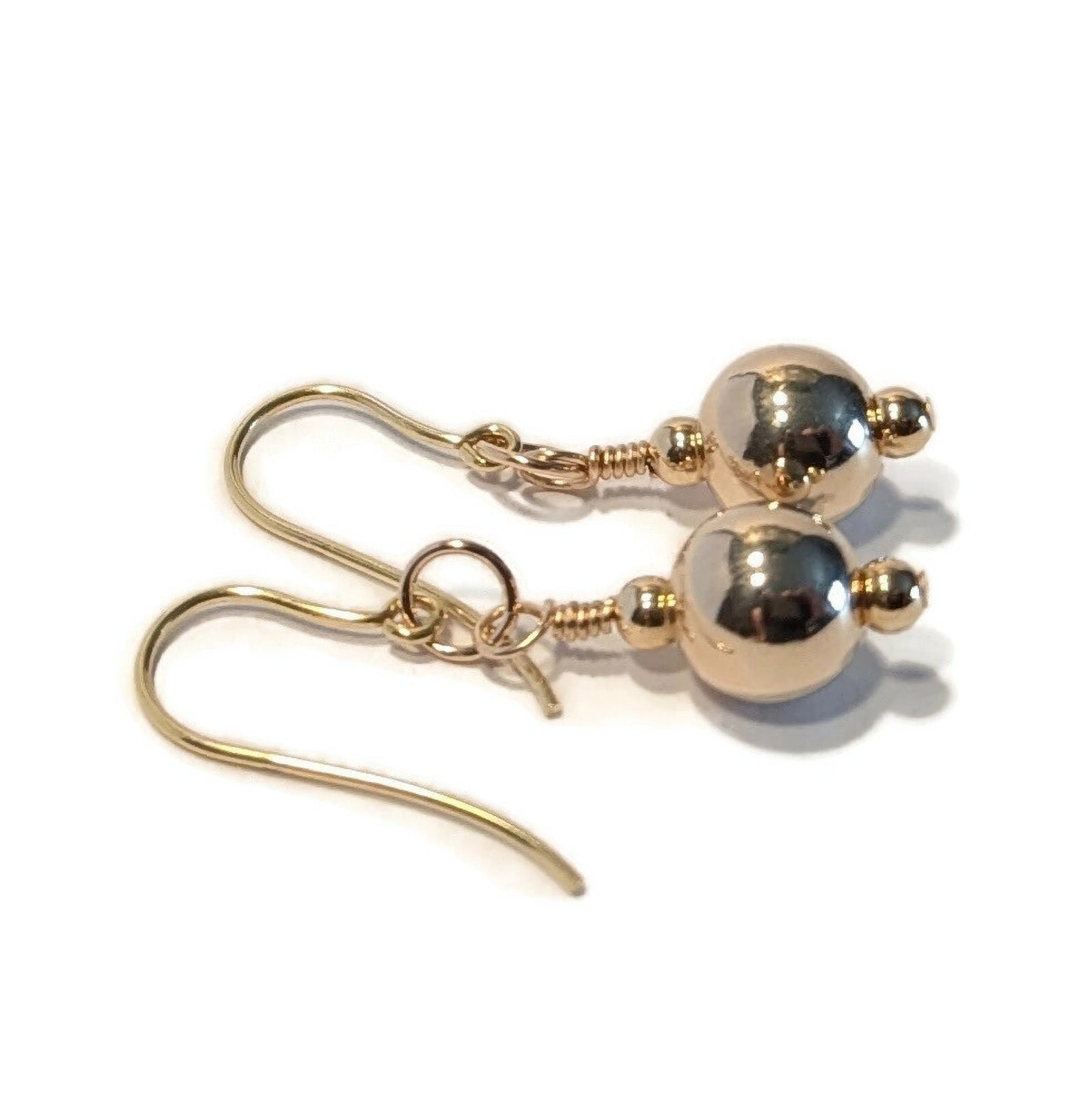 9ct Gold Drop Earrings, Hallmarked 375, 8mm 9ct Gold Ball Beads, Gift Boxed