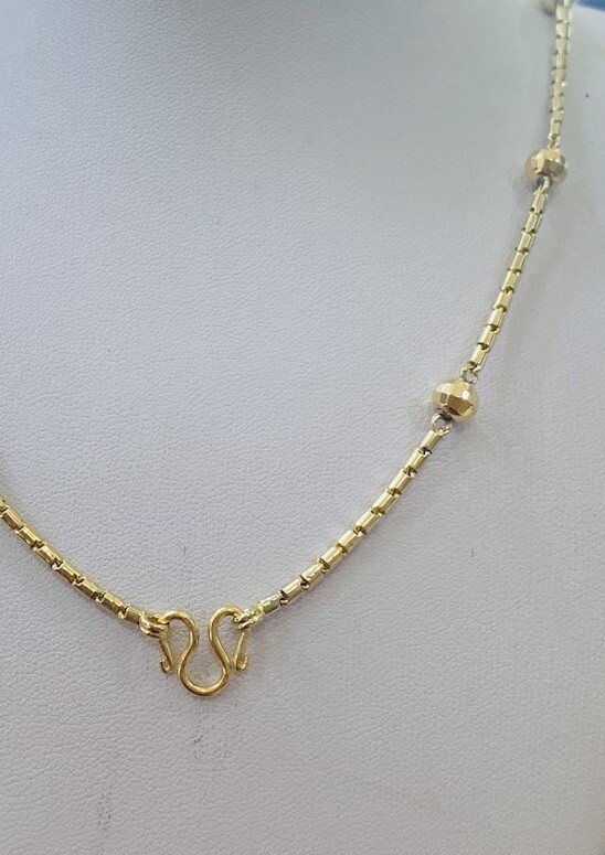 17K Solid Yellow Gold Flexible Ball Link Necklace 16.55GM 19Inch