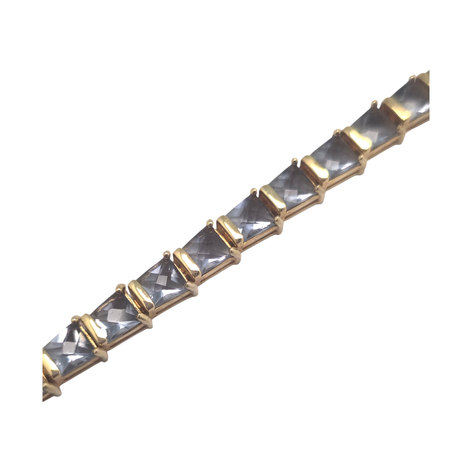 6MM GOLD VERMEIL PRECIOUS SMOKY GEMSTONE 7 1/4″ TENNIS BRACELET 16GR #2021