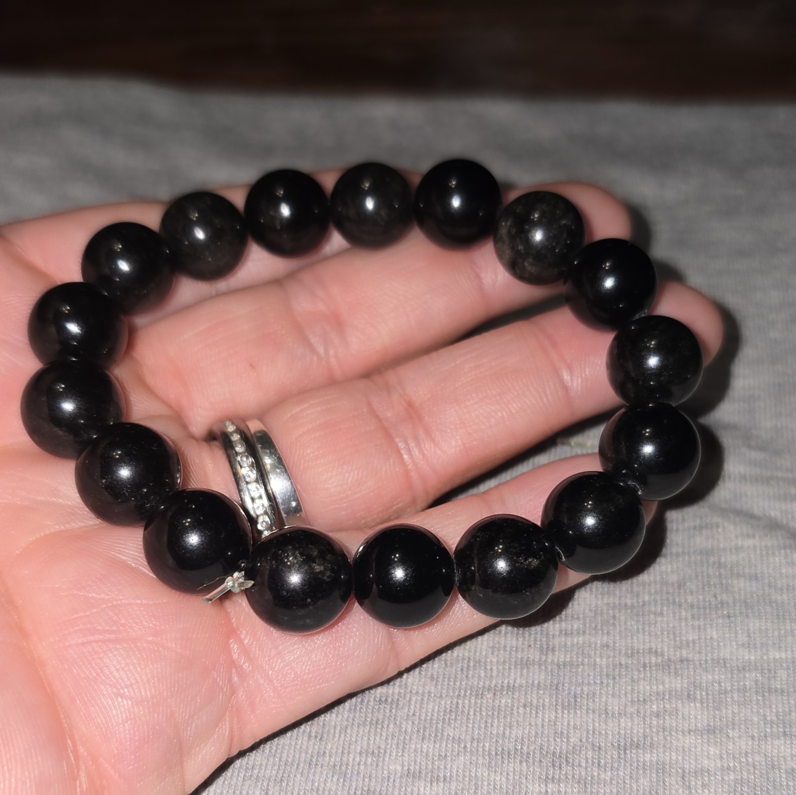Golden Obsidian Round Bead Beaded Stretch Bracelet Ball/Bead Chain Stackable