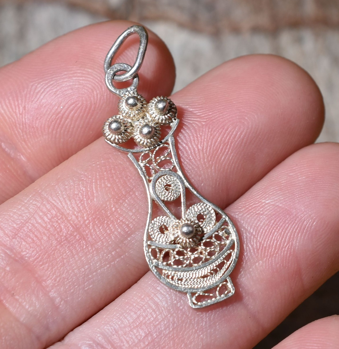 Filigree Quimbaya Poporo For Mambeo Ceremony Pendant Handmade In Mompox Colombia