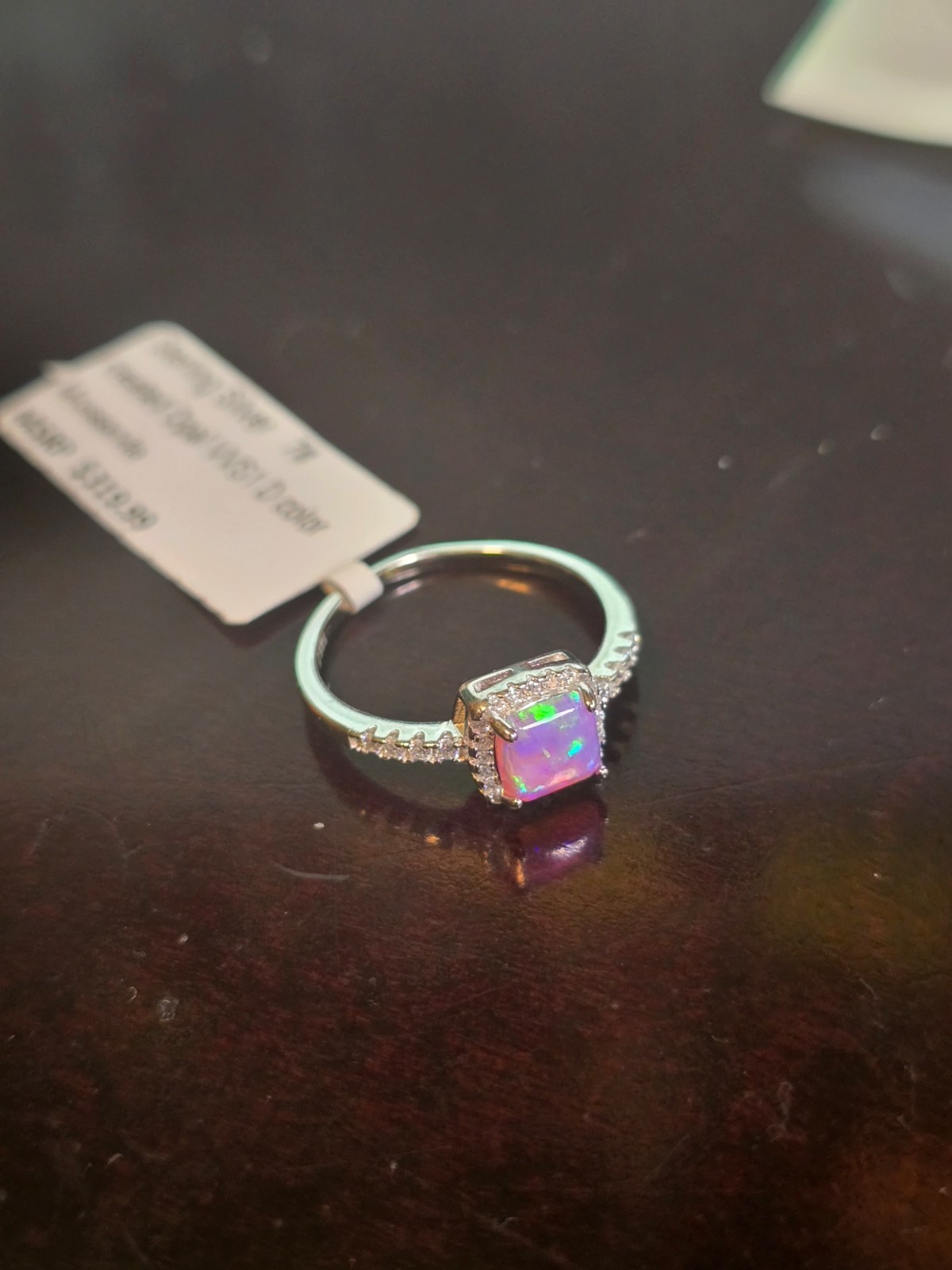 S925 Stirling silver Lab created Opals and GRA certified Moissanite