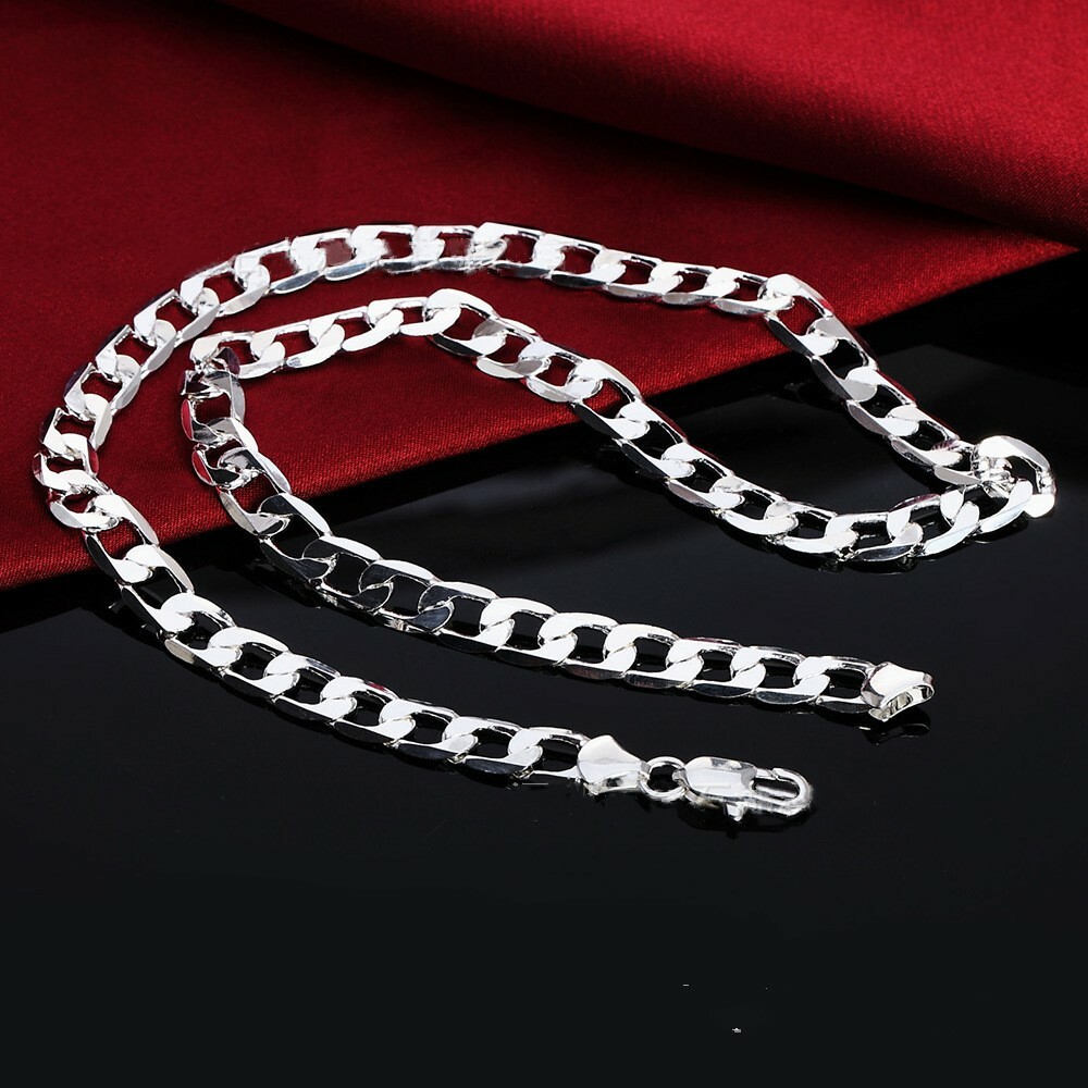 Mens 925 Sterling Silver 8mm wide Cuban Curb Link Chain Necklace 16-24 Inches
