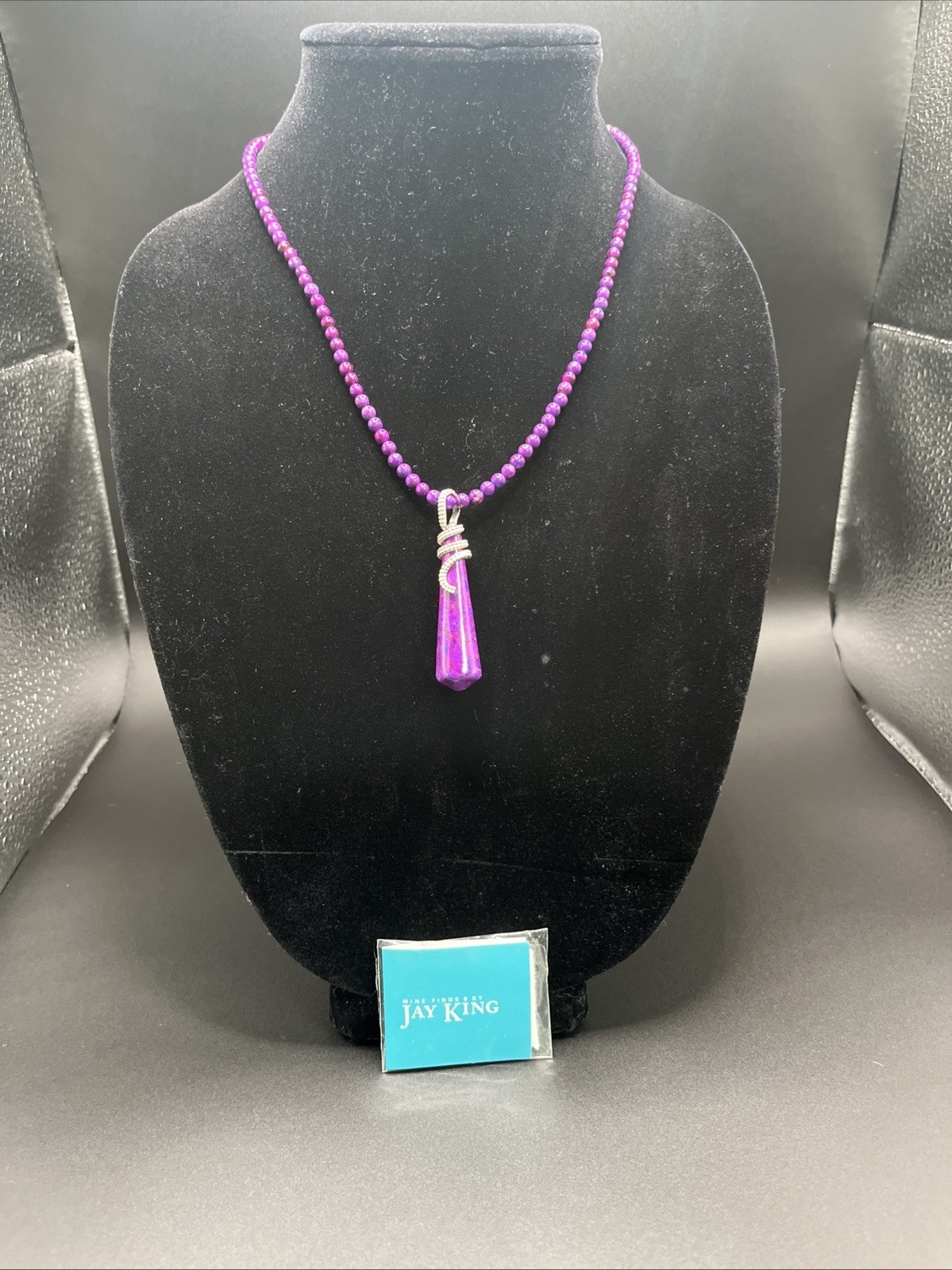 New Jay King Mine Finds Purple Turquoise Sterling Signed Necklace & Pendant