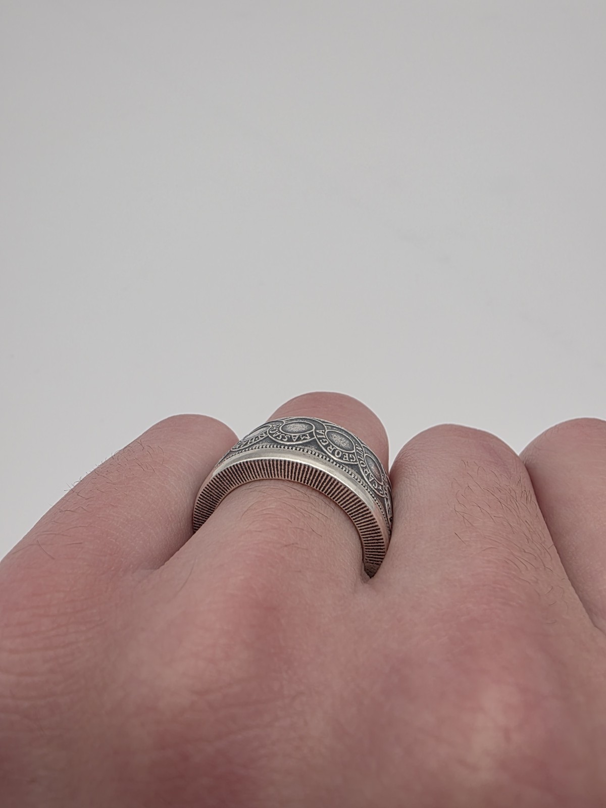 Coin Ring Made From A 99.9% Pure Silver Copy of the 1776 Continental Dollar