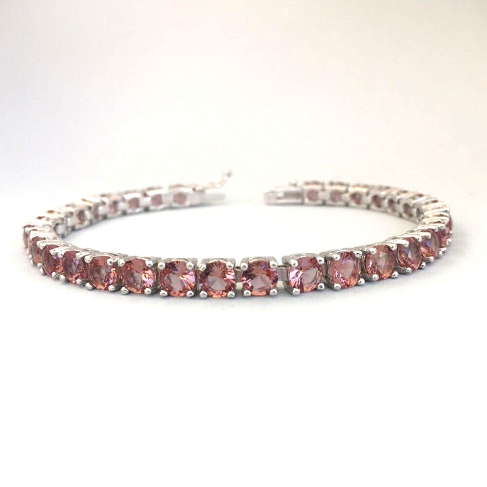 Color Change Diaspore Round Tennis Bracelet, 925 Silver, No US Import fees!