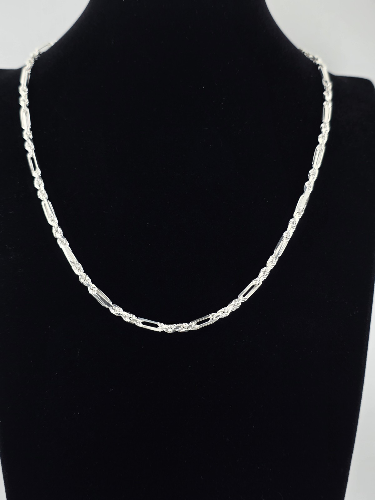 4mm 20 Inch Sterling Silver Figarope/Milano Chain