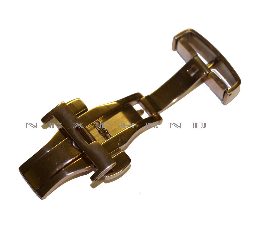 Gold Stainless Steel Butterfly Deployment Clasp Buckle With Push Button