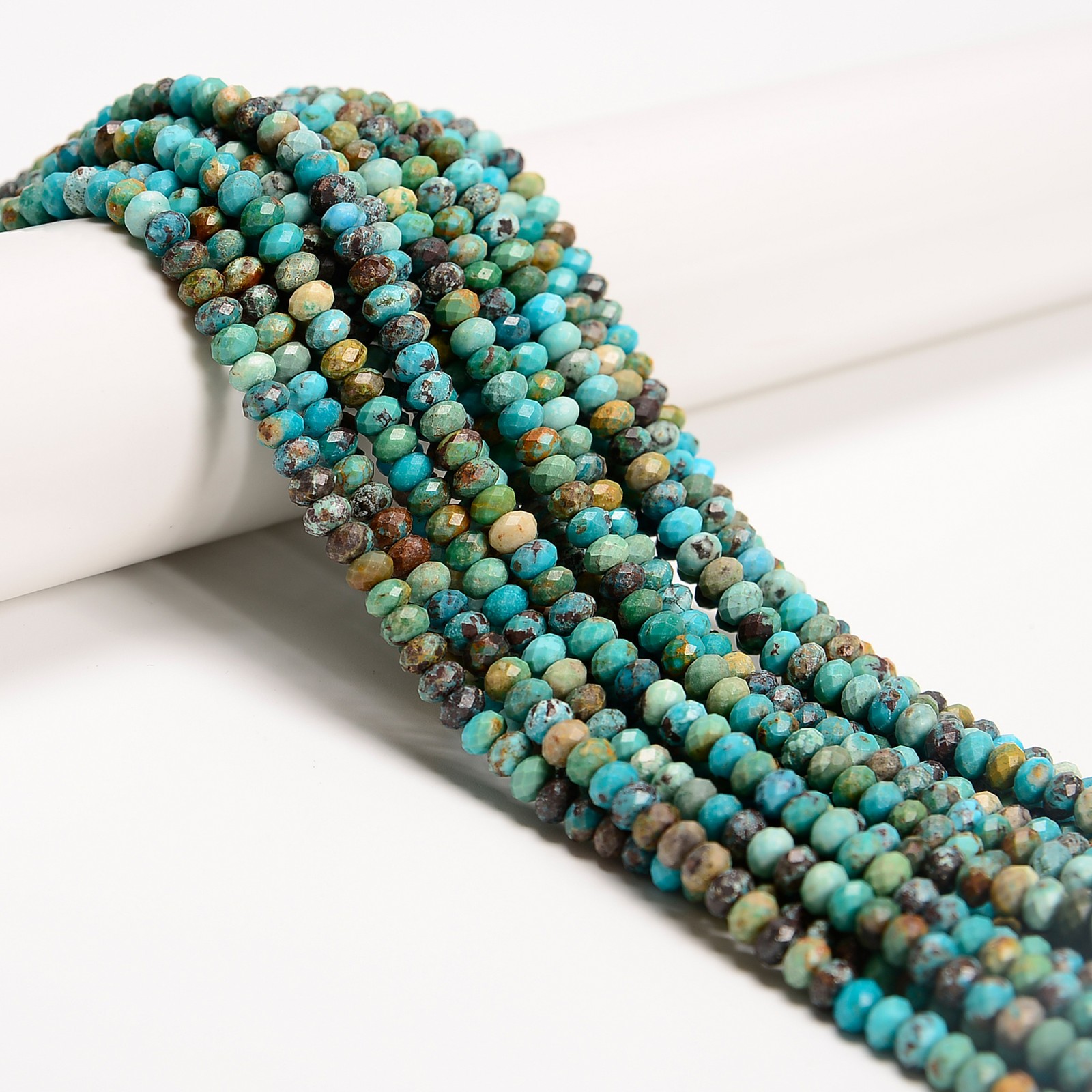 Natural Genuine Blue Turquoise Faceted Rondelle Beads Size 3.5×5.5mm 15.5” Strd