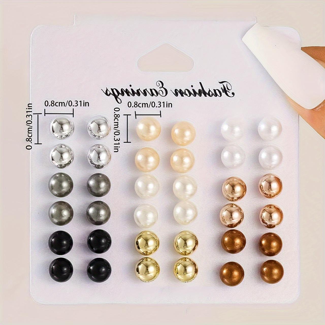 18 Pair Elegant Multi-color Imitation Pearl Stud Earrings Korean Jewelry Set