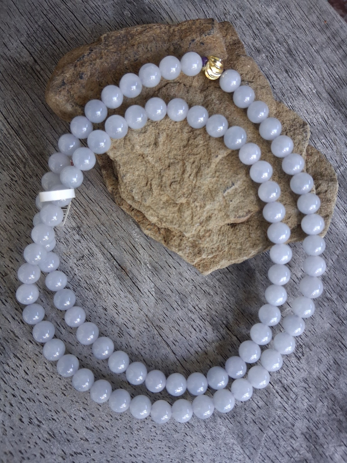 Certified Jadeite Round Beaded Strand Necklace, with Gold-Tone Clasp 25in, 7.6mm