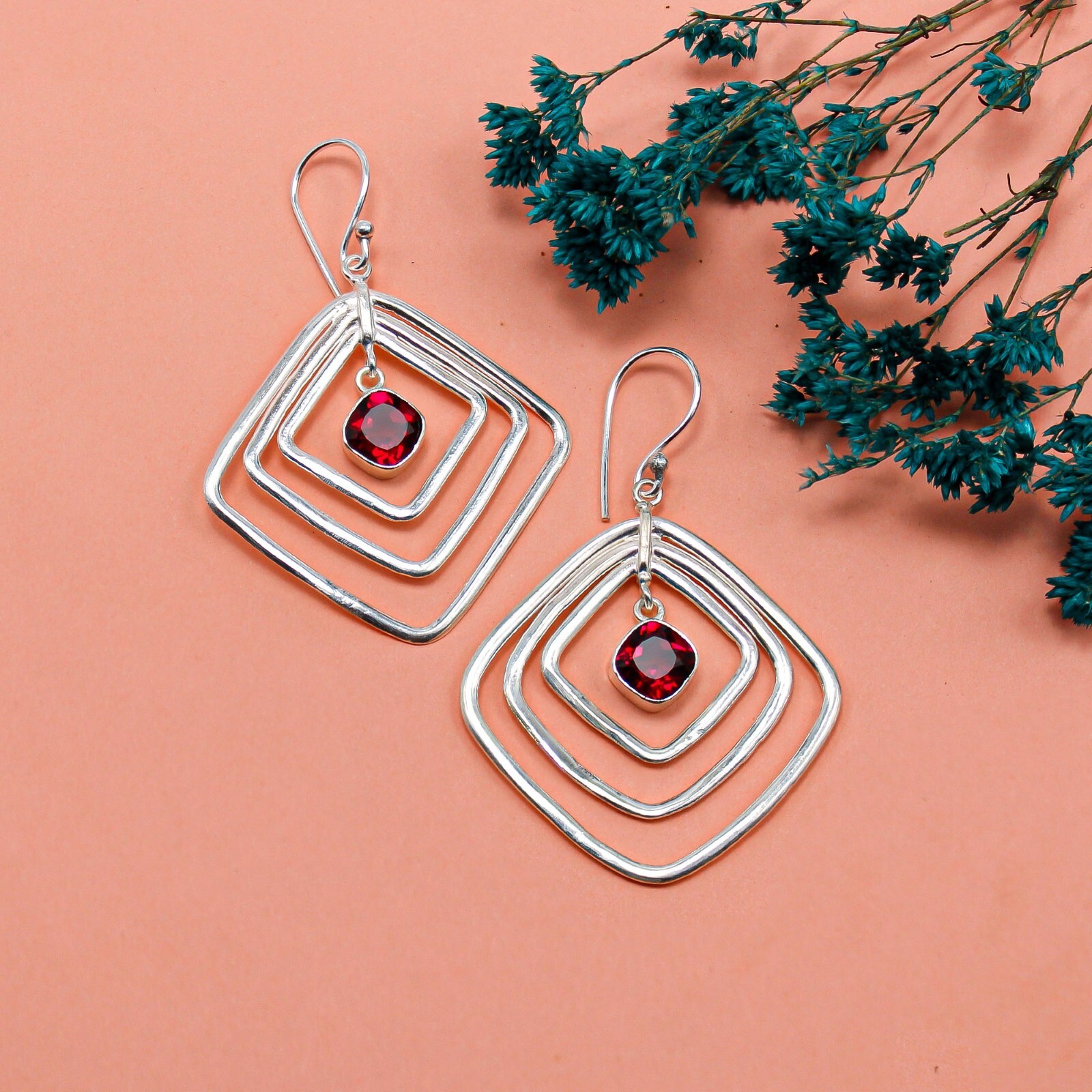 Pink Rubellite Jewelry Silver Gift For Friend Drop/Dangle Earrings 2.44″