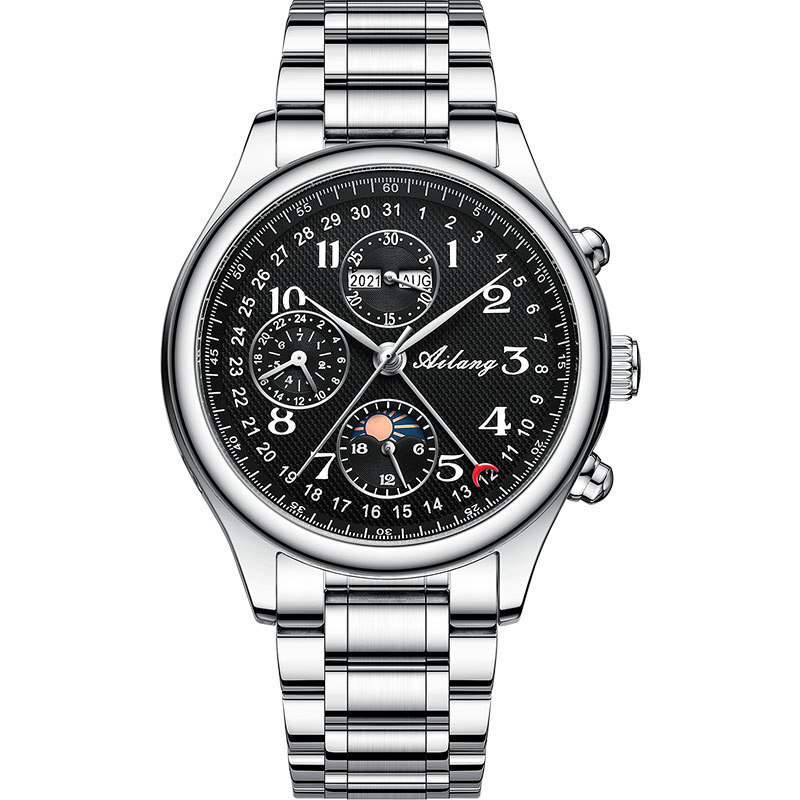 AILANG Moon Phase Calendar Multifunction Chronograph Automatic Mechanical Watch