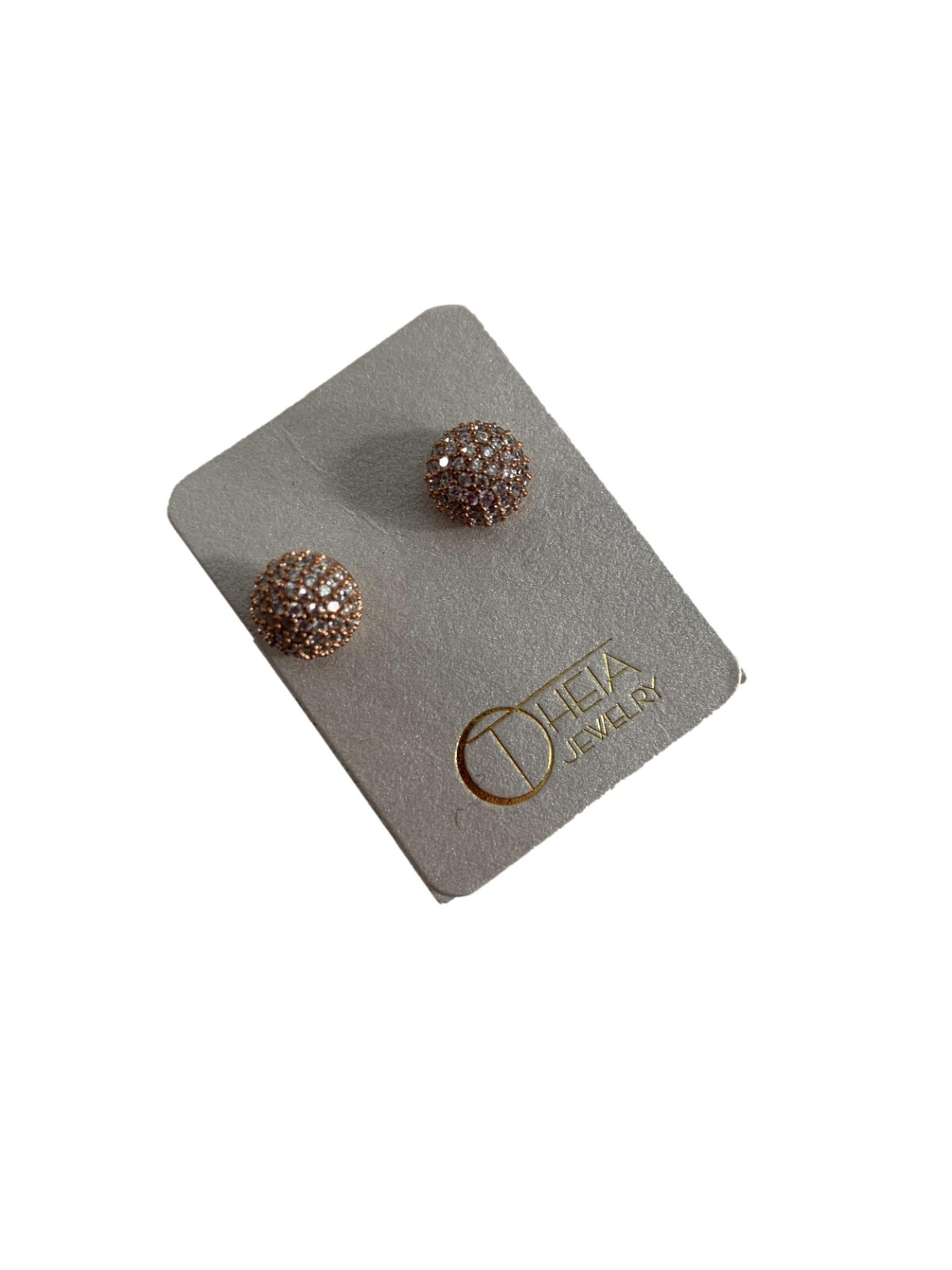Theia Jewelry Earrings Petite Globe Stud Rose Gold Finish Over Brass New on Card