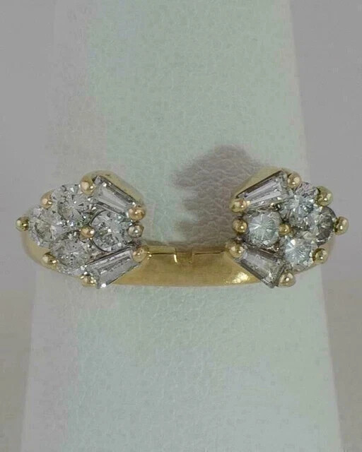 2 Ct Round Cut Simulated Diamond Enhancer Engagement Ring 14k Yellow Gold Plated