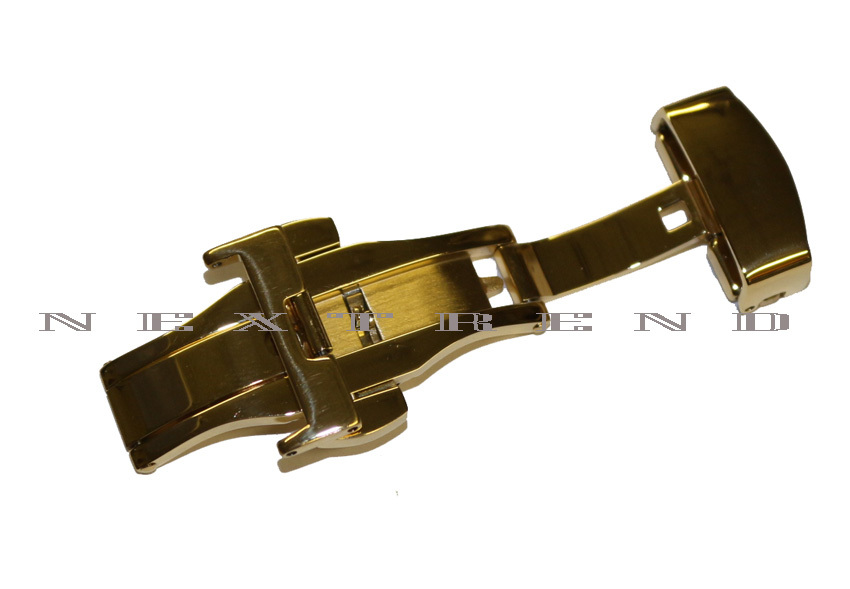 Gold Stainless Steel Butterfly Deployment Clasp Buckle With Push Button