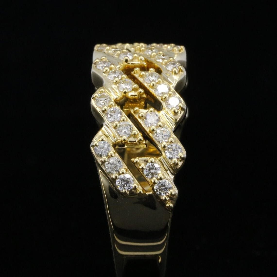 Delightful Engagement Ring 2CT Simulated Diamond Cuban Link Ring 14K Gold Plated