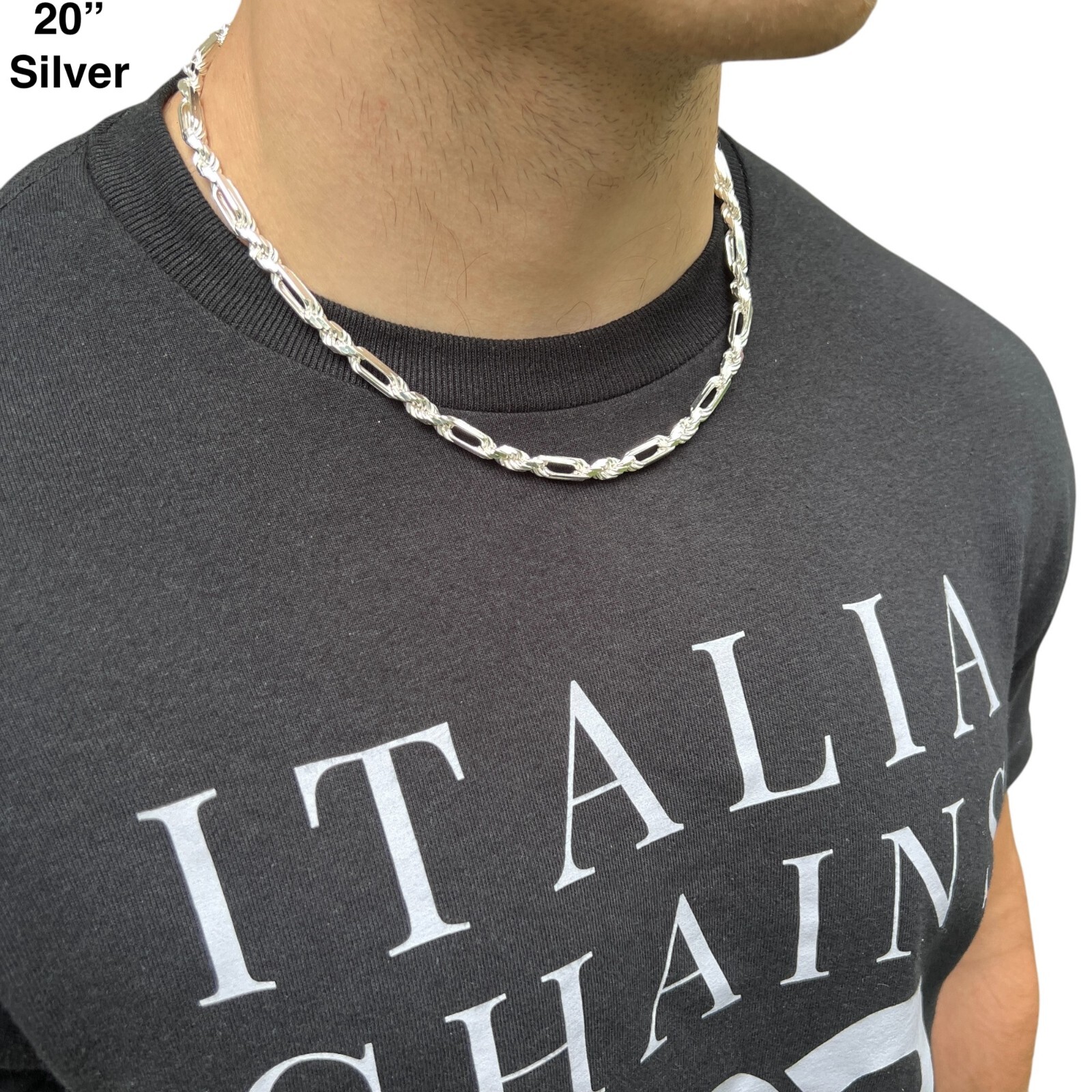 6mm Figarope Chain Necklace – Real Solid 925 Sterling Silver Or 14k Gold Vermeil
