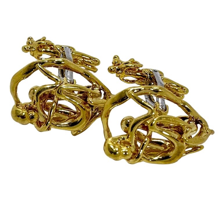 Mid-20th Century French 18k Yellow Gold Artisan Hand Crafted Erotic Cuff Links