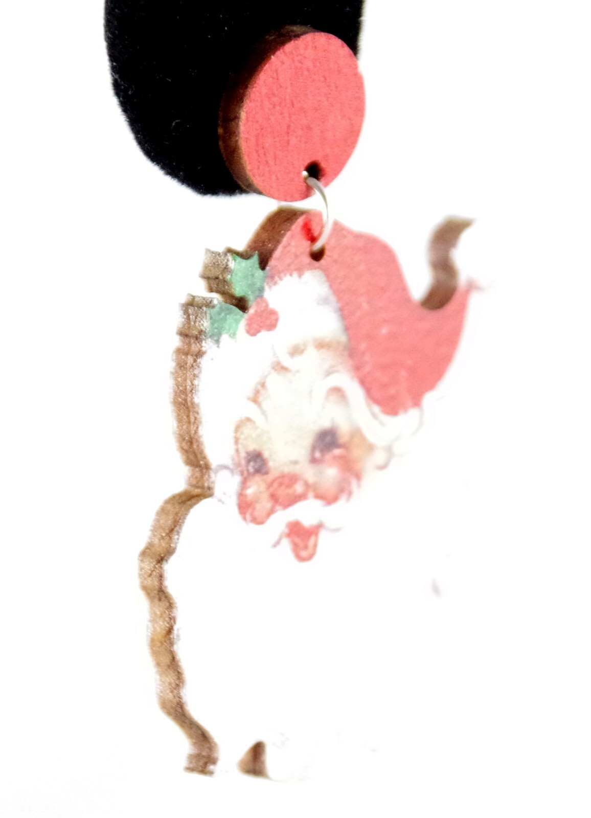 2″ NEW VINTAGE-LOOK RED SANTA CLAUS WOODEN CHRISTMAS DROP DANGLE EARRINGS