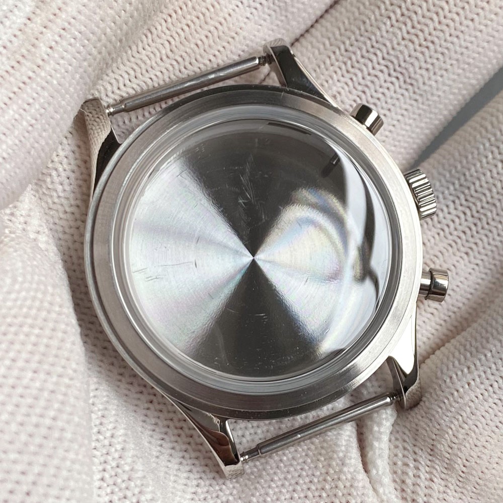 38mm Retro Stainless Steel Watch Case Dial For Miyota OS20 Chronograph Quartz