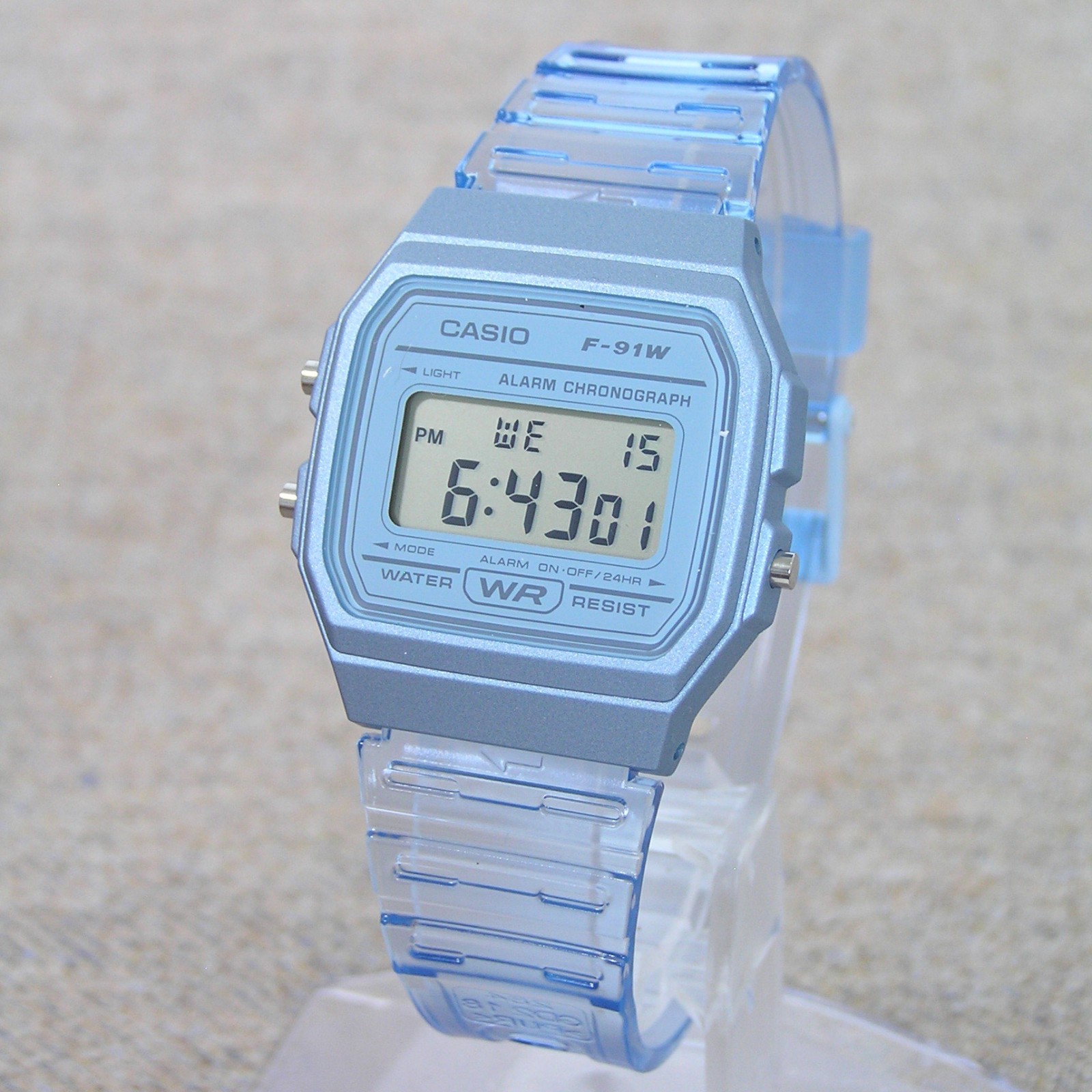 UK STOCK CASIO F-91WS-2JH Japan Exclusive Digital Watch Clear Blue Import Model