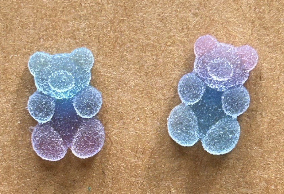 Cute! Frosted Gradient Blue Gummy Bear Stud Earrings
