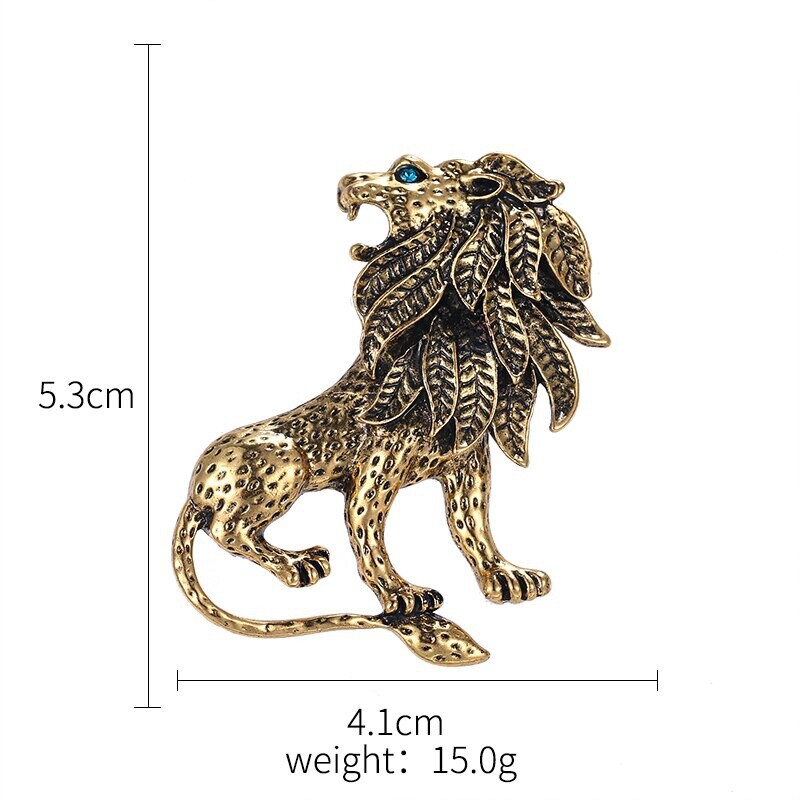 New Arrival Antique Gold Color Lion Brooch Pins For Men Suit Dress Accessories