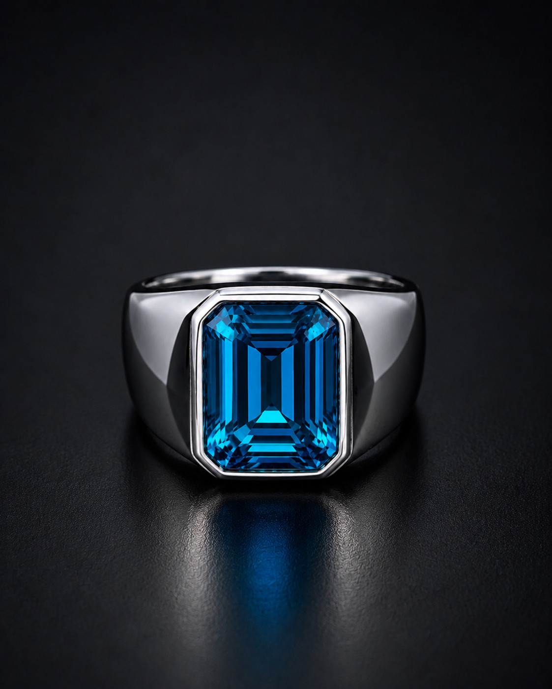AAAA Blue Topaz Gemstone With 925 Sterling Silver Men’s Ring Wedding Gift ST3828